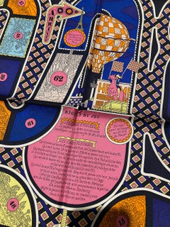 Hermes Le Tour du Monde en 63 Cases Scarf 90 Viole Rose Multicolore
