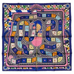 Hermes Le Tour du Monde en 63 Cases Scarf 90 Viole Rose Multicolore