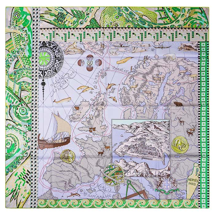 Hermes Le Voyage de Pytheas Scarf Silk 90 at 1stDibs | mossflower map ...