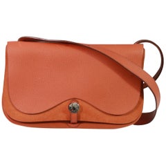 Hermes Leather and Canvas Colorado Orange Bag