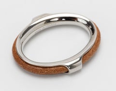 Hermès Leather and Palladium Scarf Ring Silver