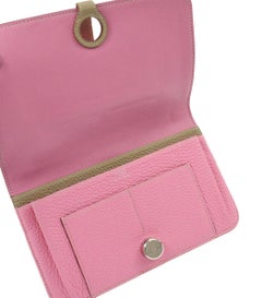 Hermes Leather Baby Pink Tan Taupe Evening Envelope Clutch Wallet in Box