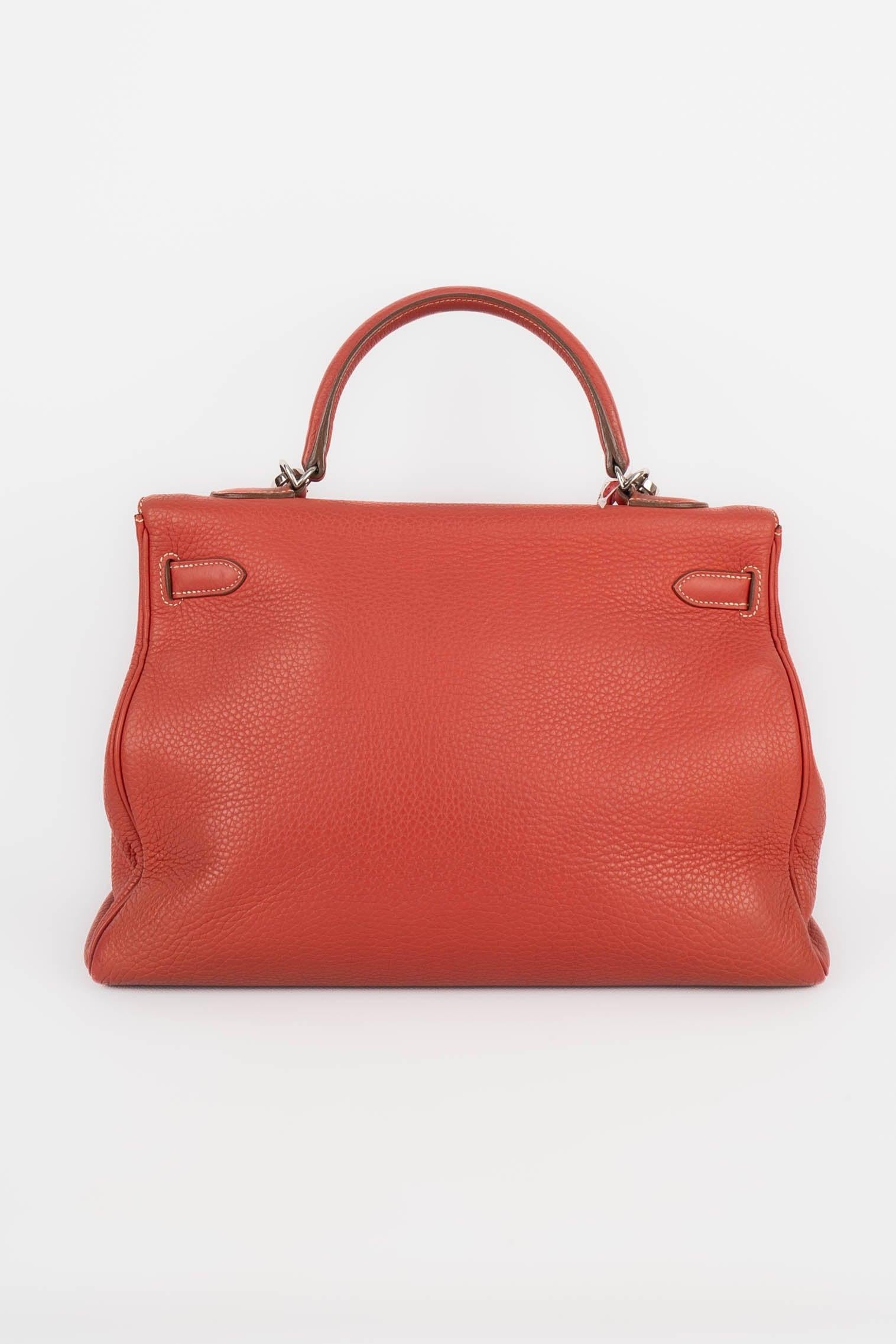 Orange Hermès Kelly Leather Bag For Sale
