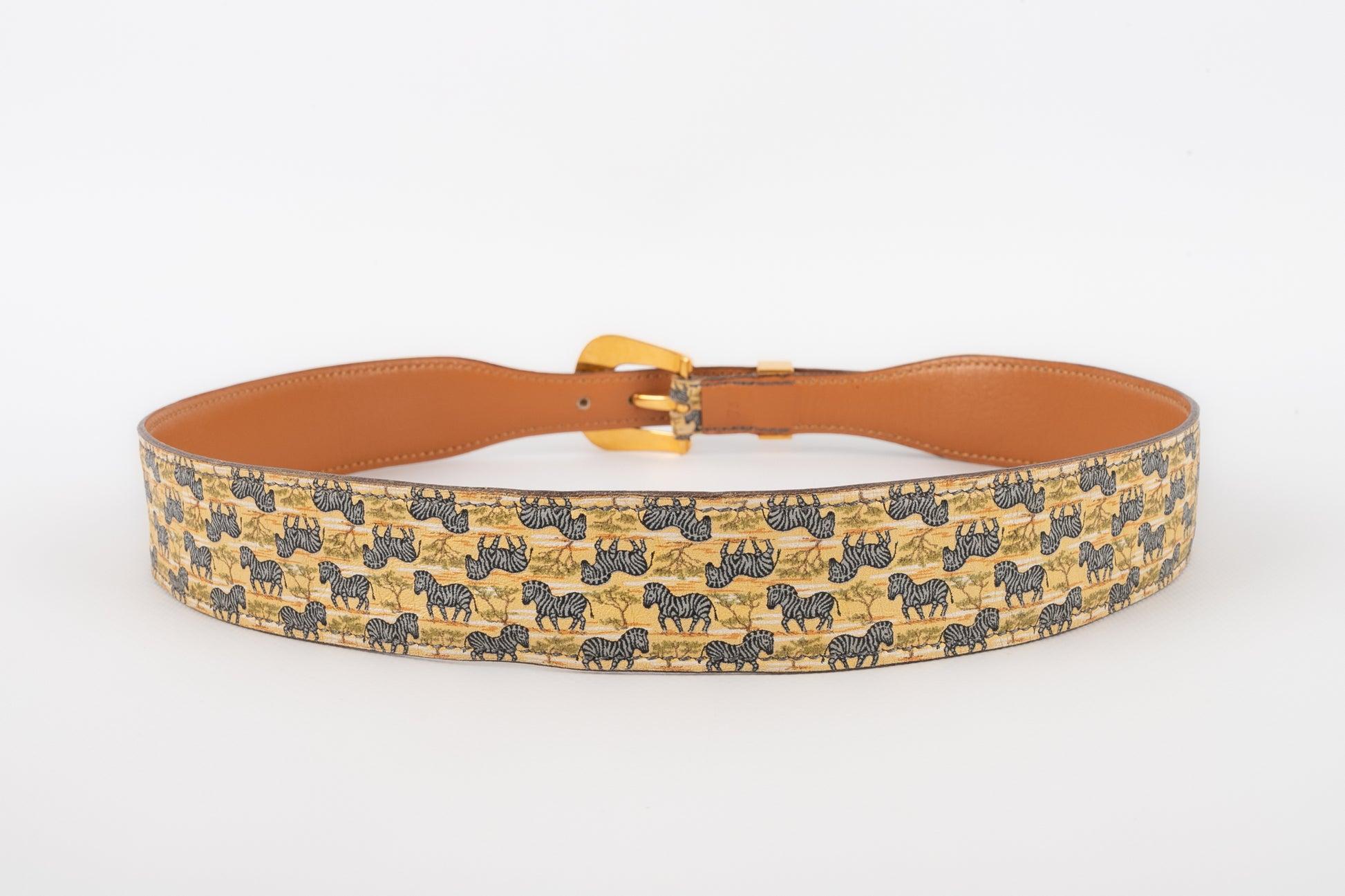 Hermès Leather Belt with Animal Prints For Sale 5