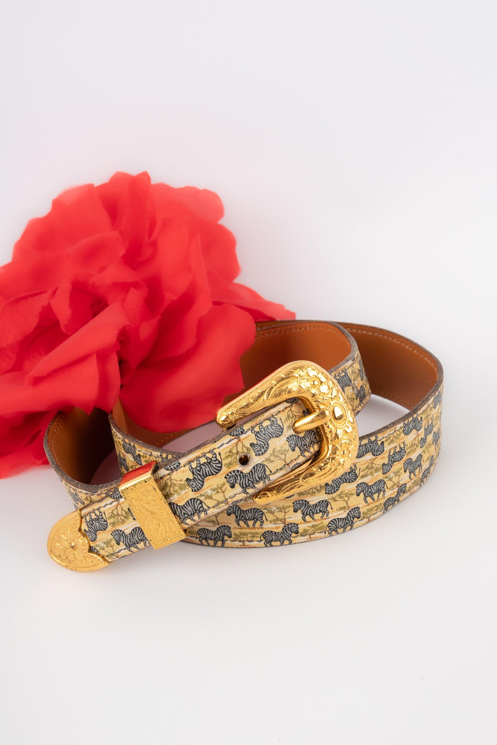 Hermès Leather Belt with Animal Prints For Sale 6