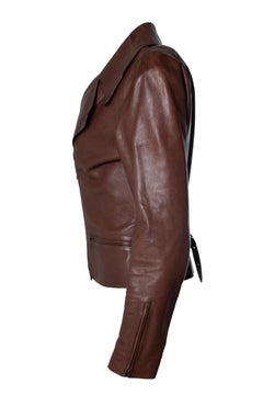 Hermes, leather biker jacket in brown