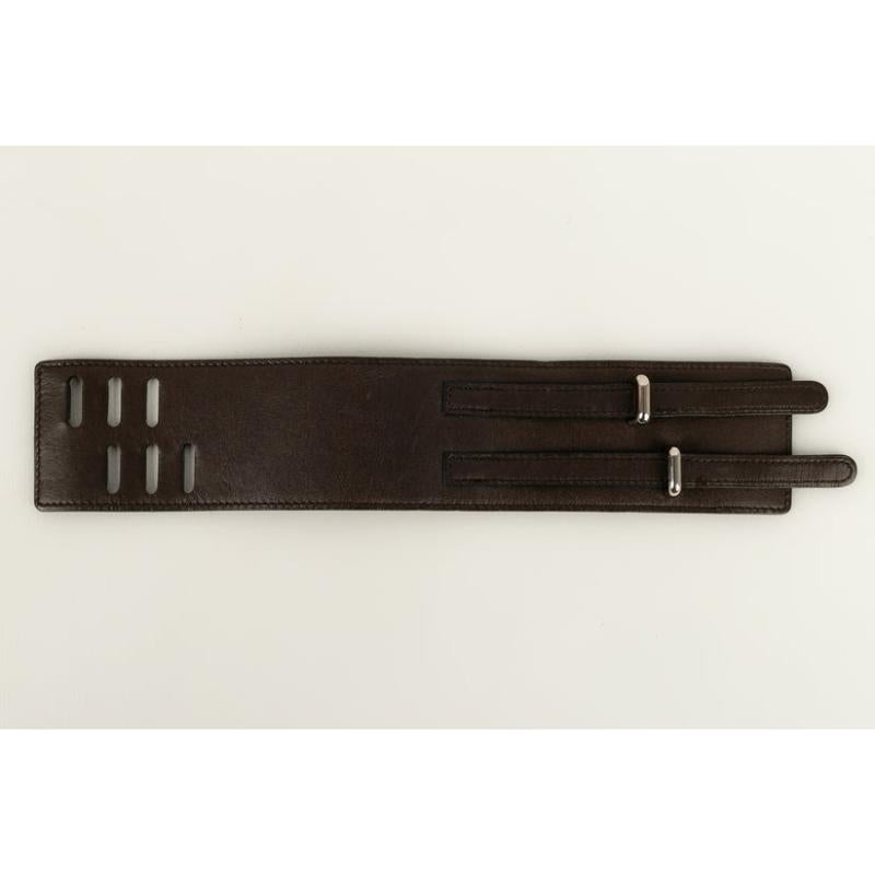 Hermès Leather Bracelet in Dark Brown Leather For Sale 2