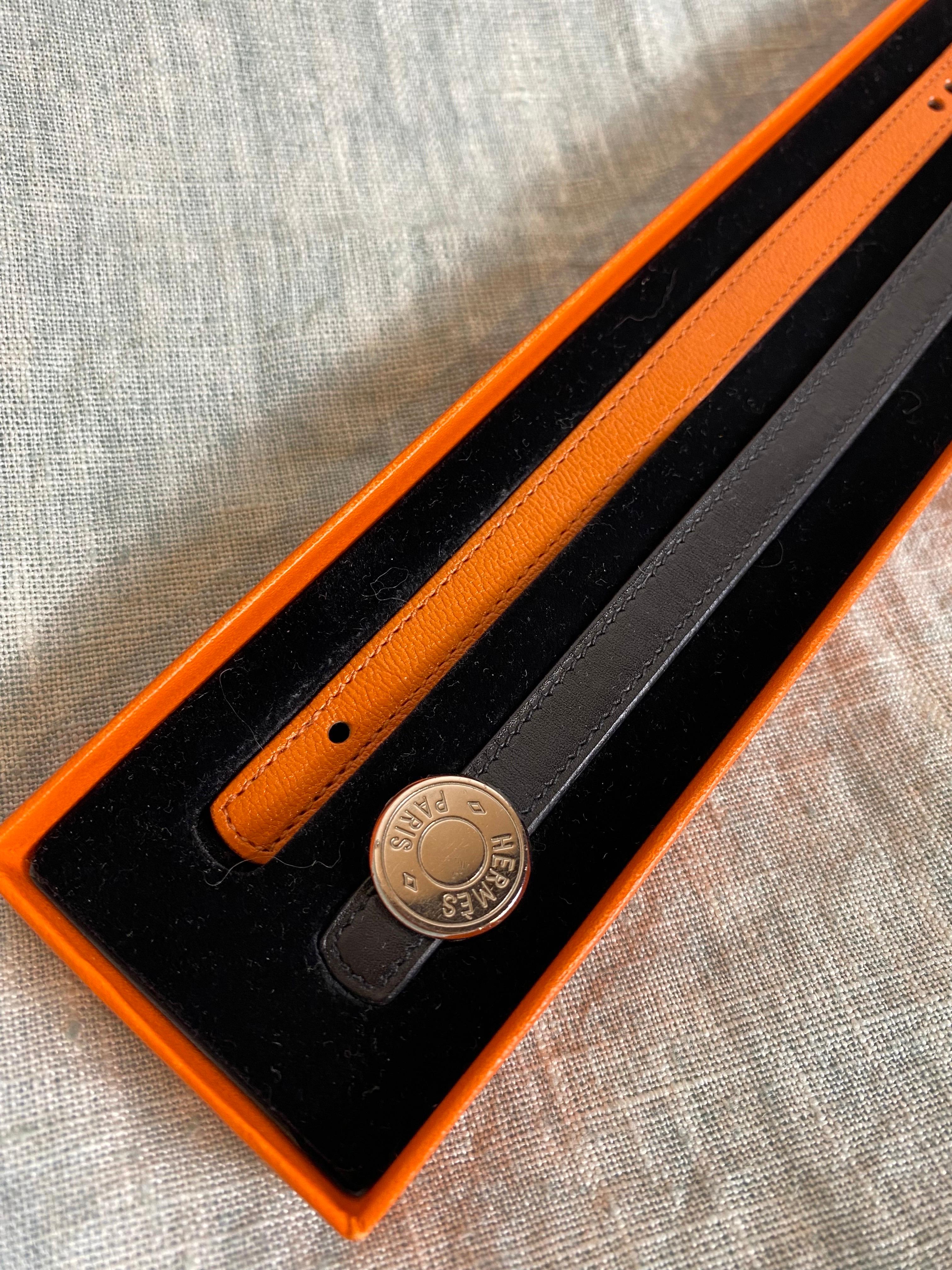 Orange Hermes leather bracelets For Sale