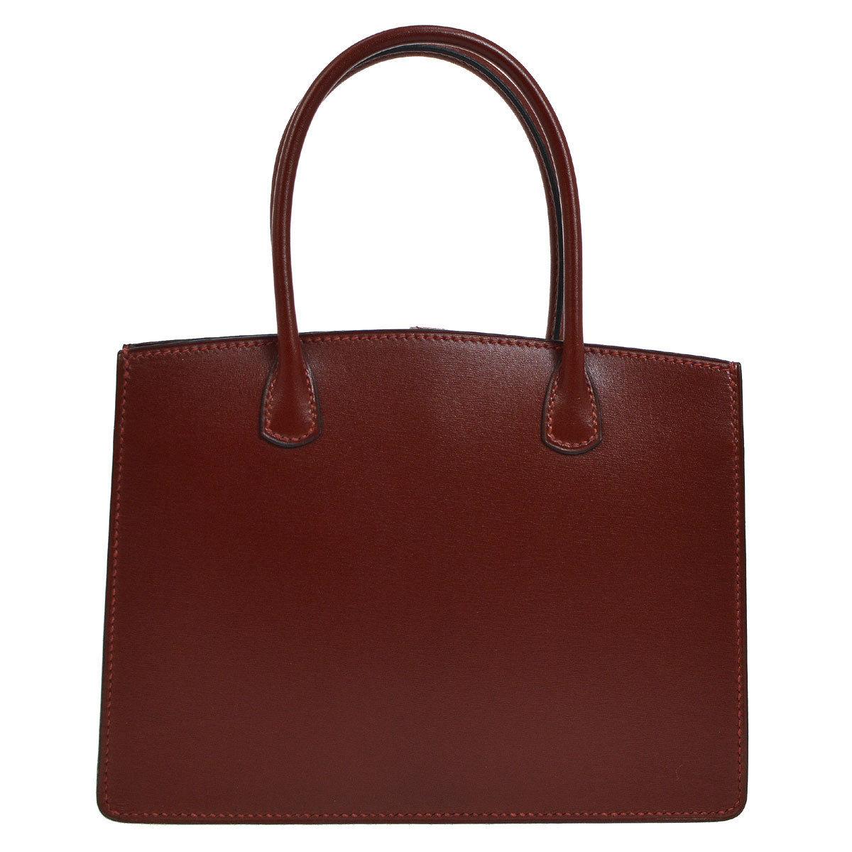 Hermes Leather Burgundy Wine Small Mini Top Handle Satchel Bag in Box In Good Condition In Chicago, IL