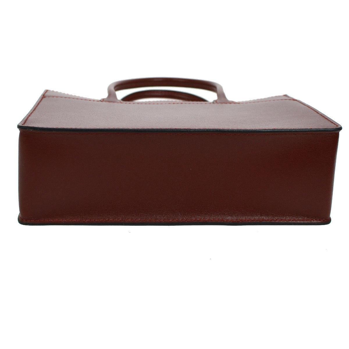 Women's Hermes Leather Burgundy Wine Small Mini Top Handle Satchel Bag in Box