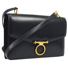 Hermes Leather Gold Circle Toggle 2 in 1 Clutch Evening Shoulder Flap Bag