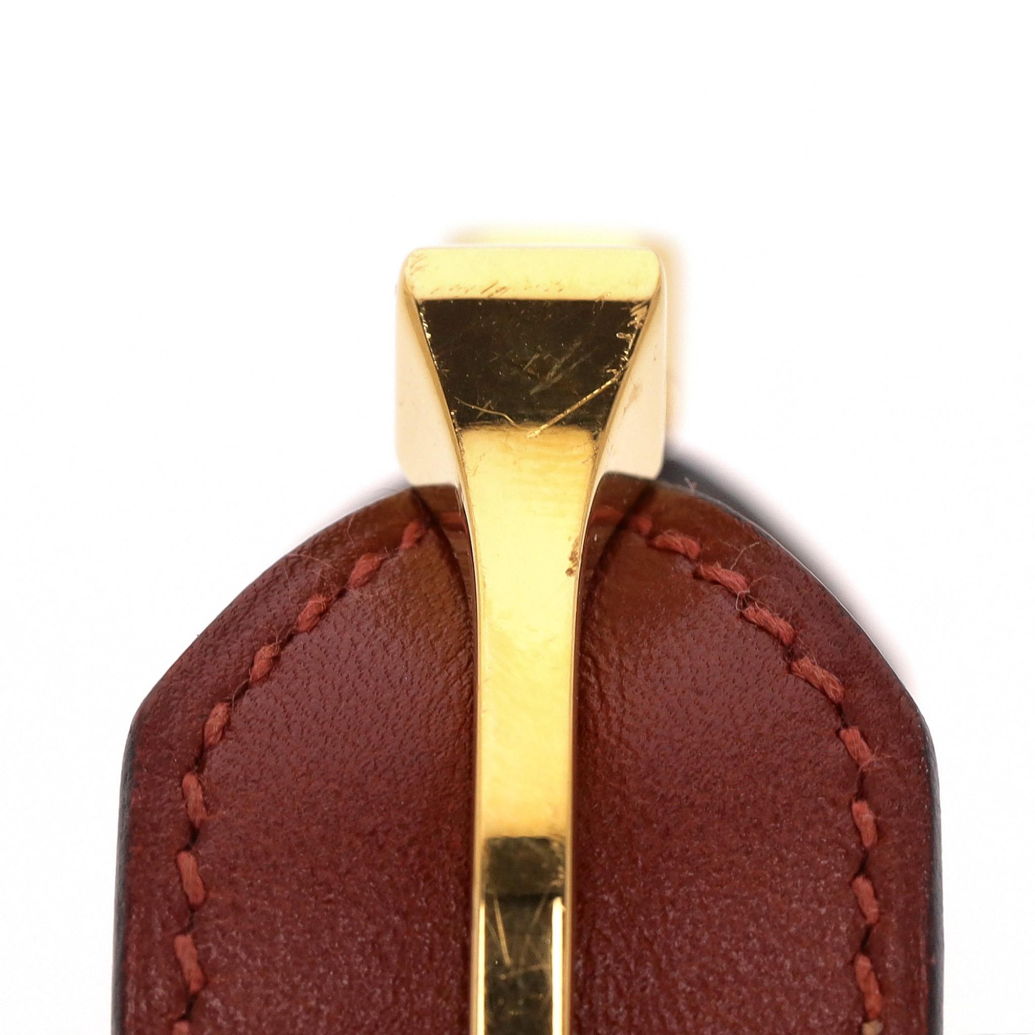 Hermes Leder & Goldplättchen Offenes Manschettenarmband im Angebot 6