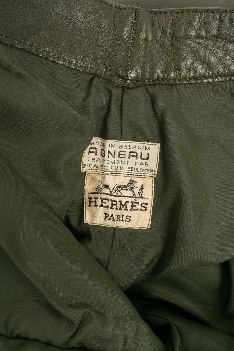 Hermes Leather Khaki Green Pants, 2009 4