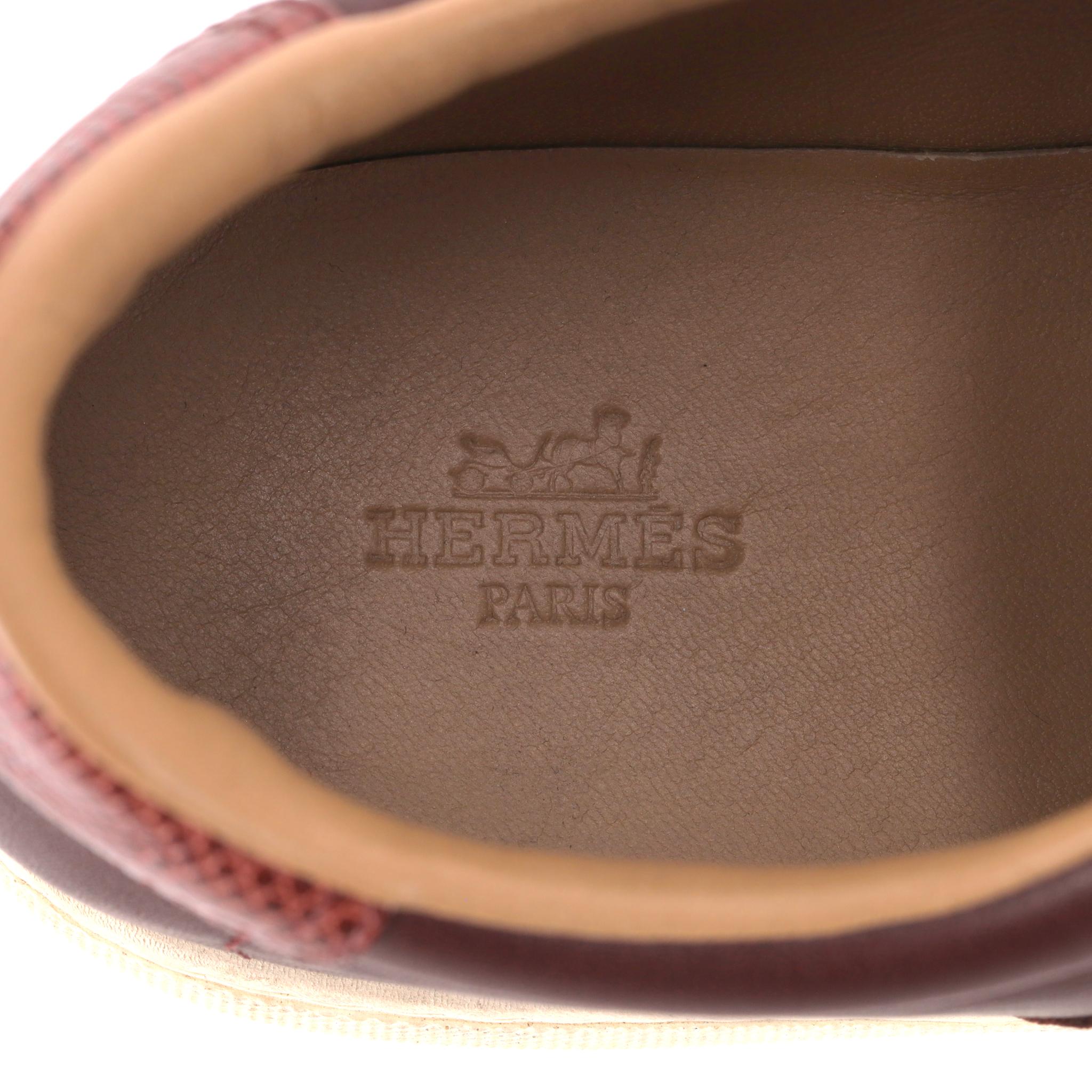 Hermes - Baskets 'H' en cuir et peau de lézard en vente 1