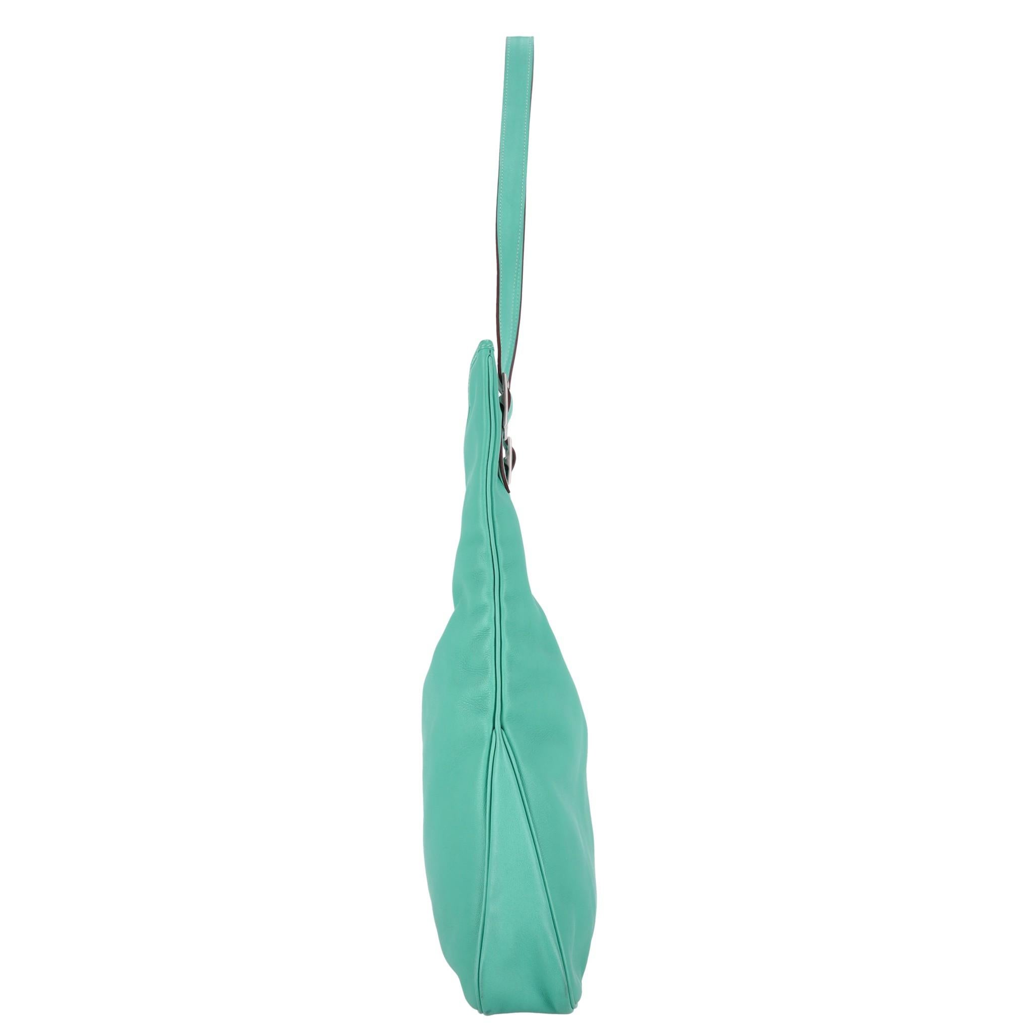 Blue Hermes Leather Massai Tote Bag For Sale