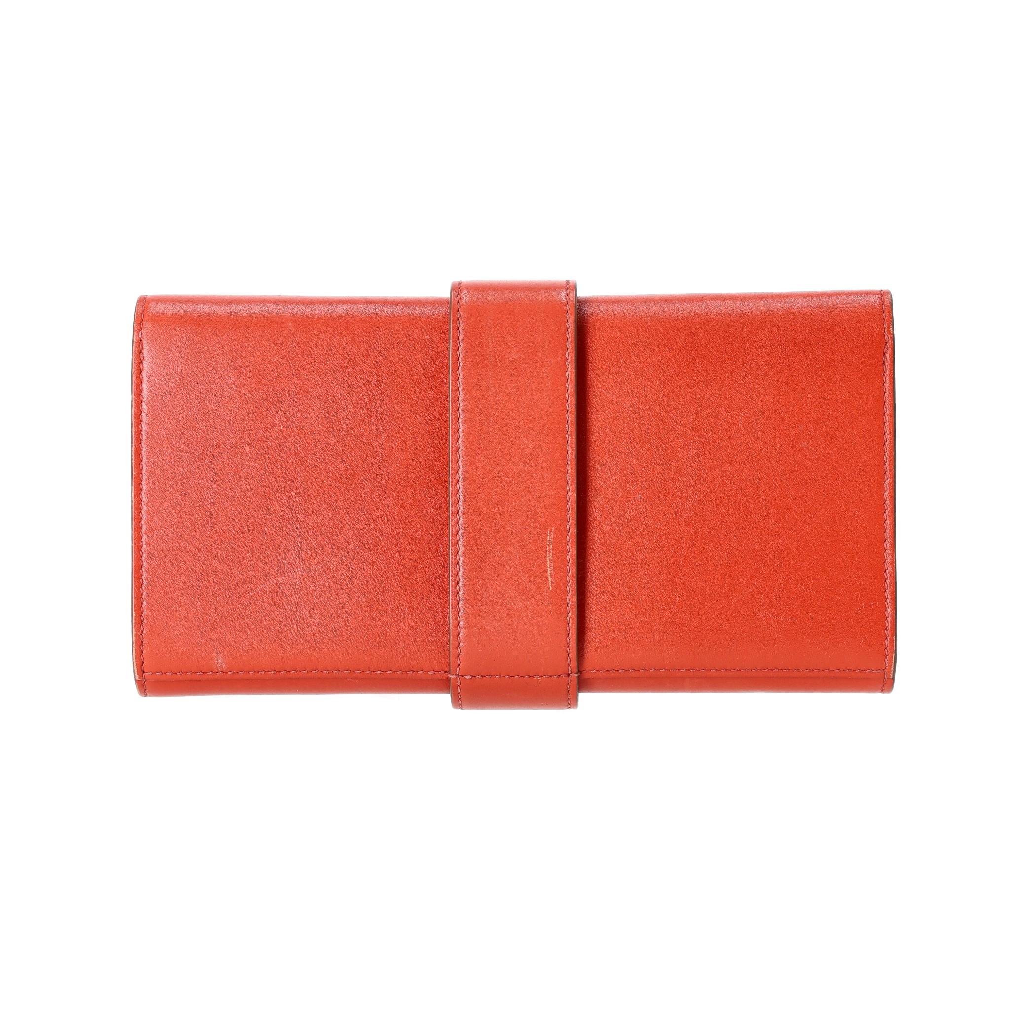 Red Hermes Leather Medor Clutch Bag For Sale