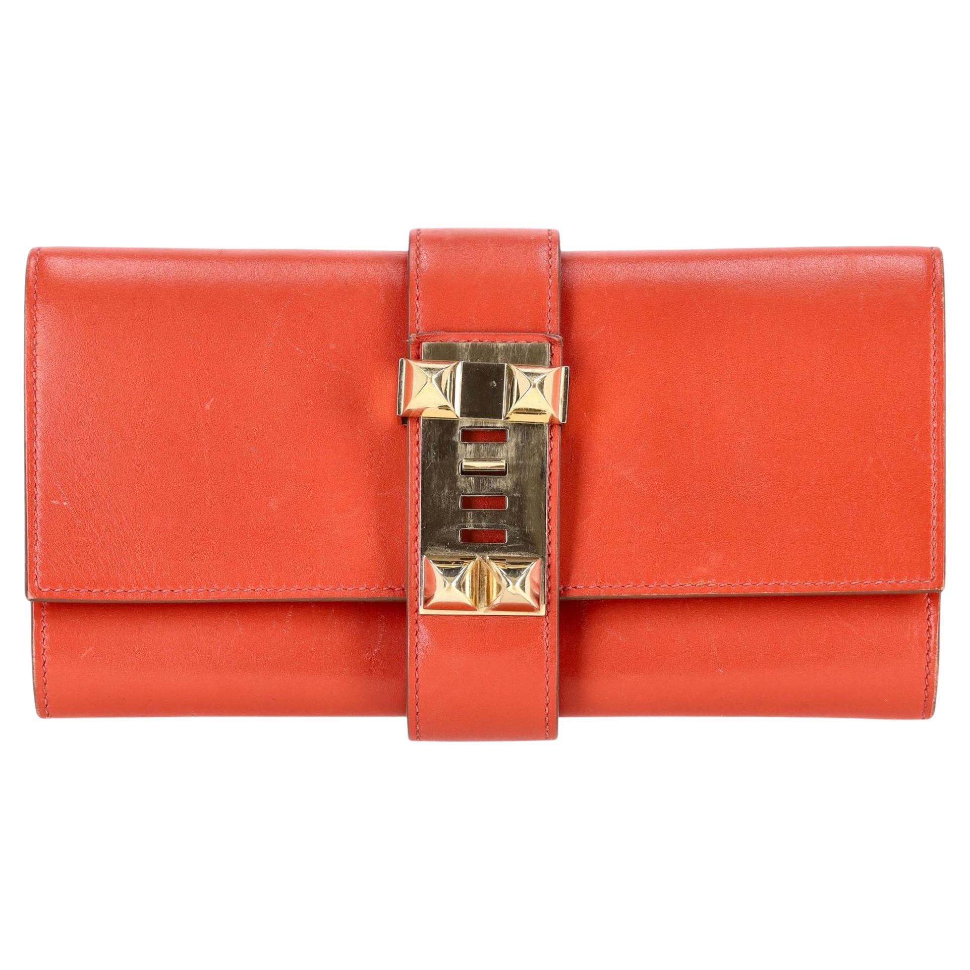 Hermes Leather Medor Clutch Bag For Sale