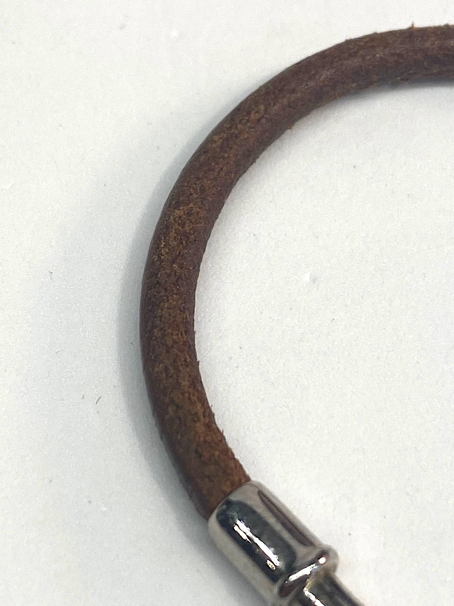 Hermes Leather & Palladium Jumbo Hook Bracelet In Good Condition In New York, NY