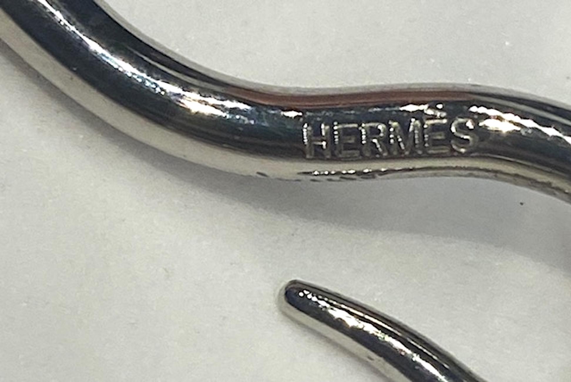 Hermes Leather & Palladium Jumbo Hook Necklace 7