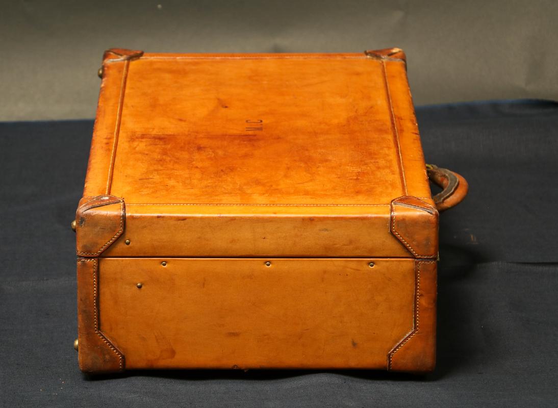 Mid-20th Century Hermès Leather Suitcase with Its Key