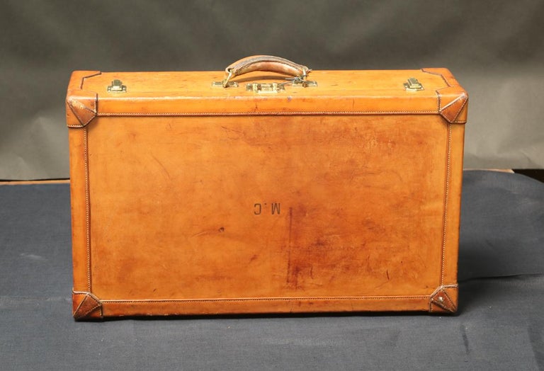 Vintage 1910s Hermes Hard-sided Leather Suitcase