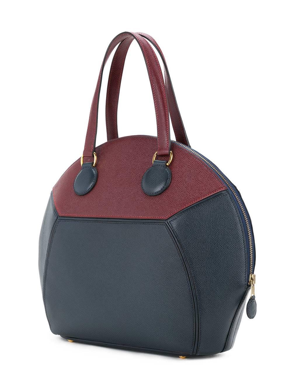 Black Hermes Leather Top Handle Satchel Bowling Shoulder Bag For Sale