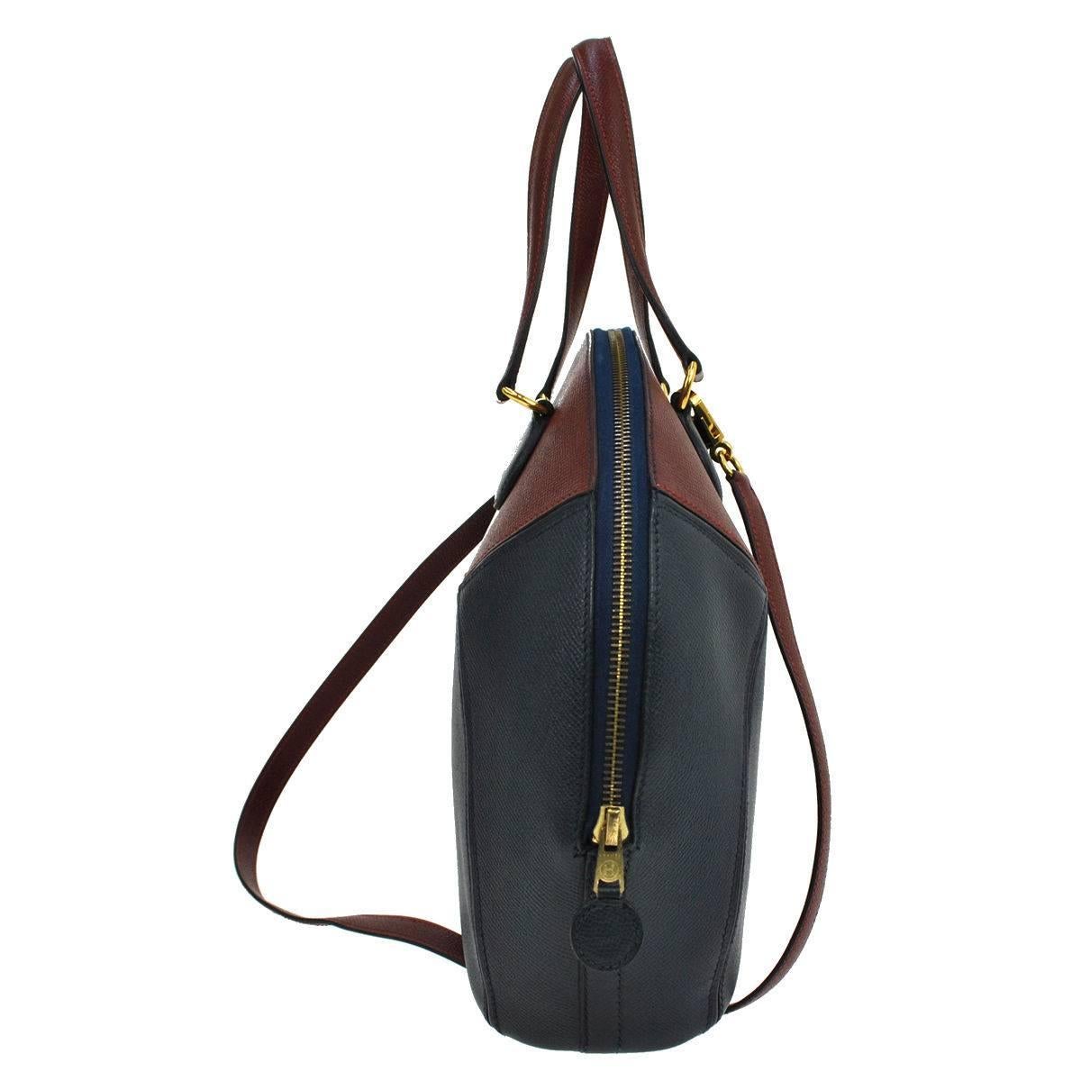 Hermes Leather Top Handle Satchel Bowling Shoulder Bag In Good Condition For Sale In Chicago, IL