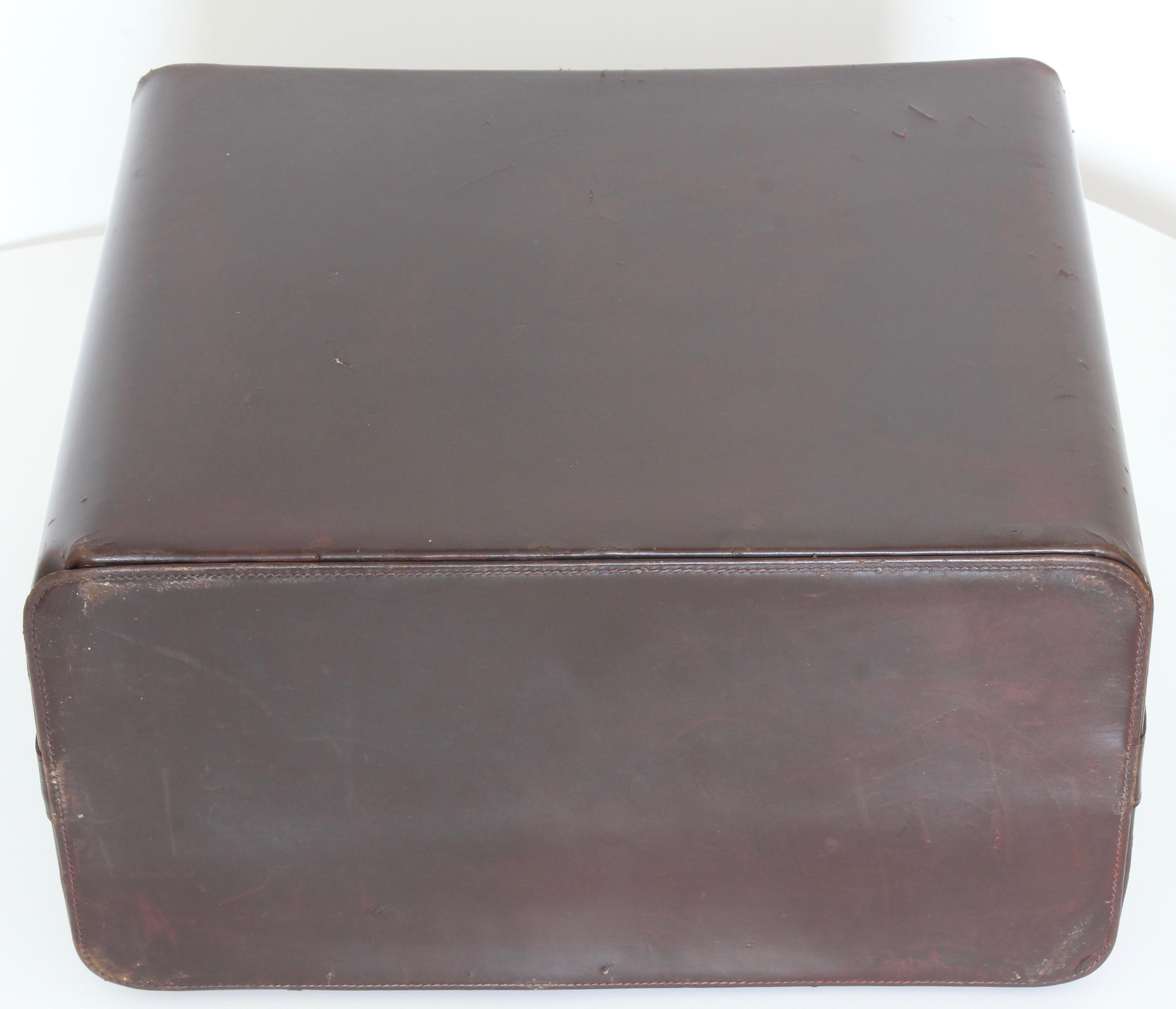Gray Hermes Leather Train Case Travel Bag Vanity Case Vintage 50s Rare