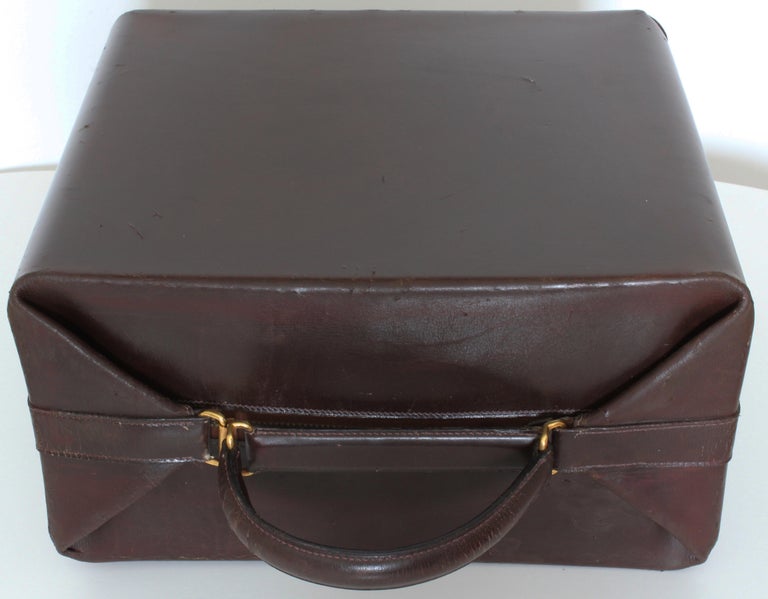 Hermes Leather Train Case Travel Bag Vanity Case Vintage 50s Rare at