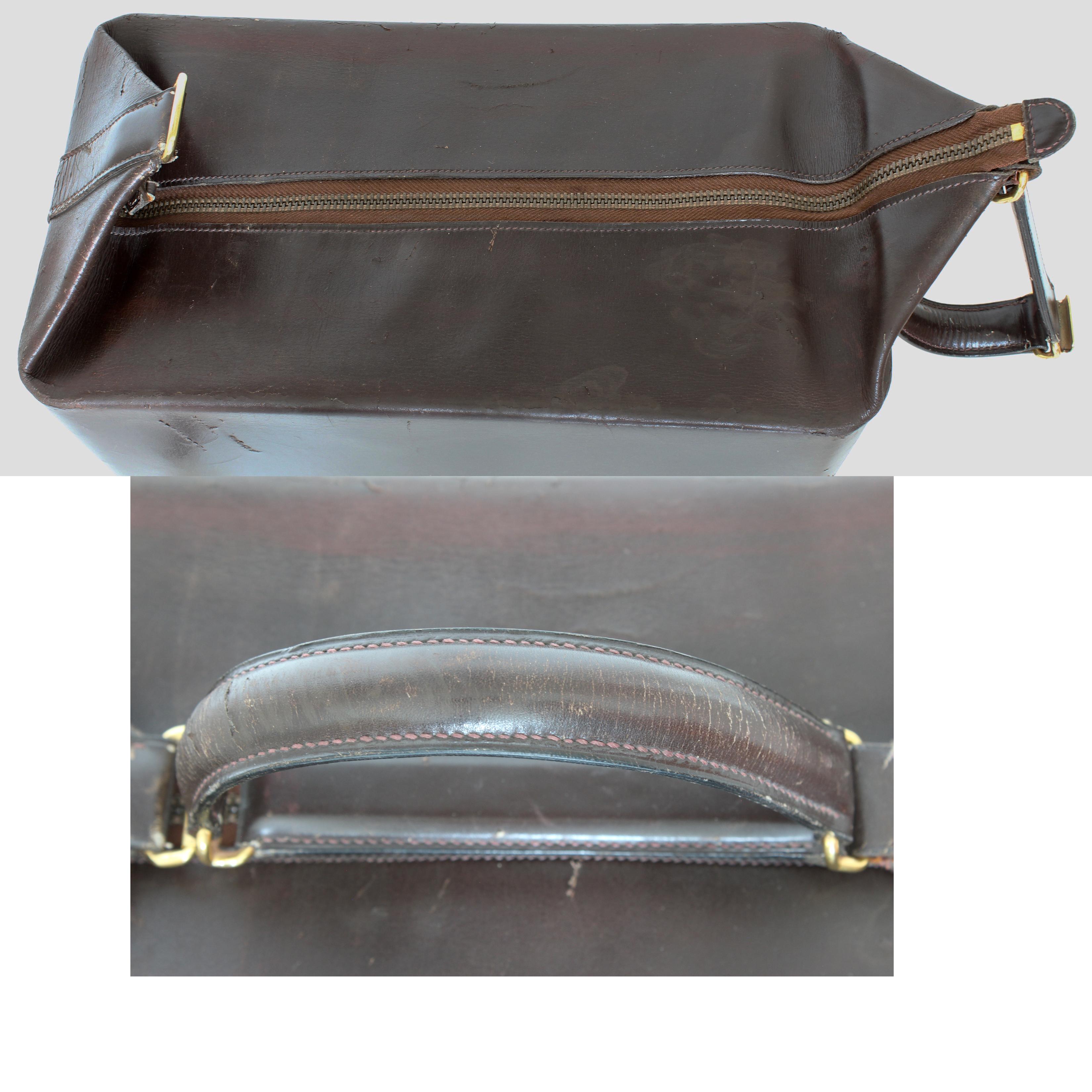 Hermes Leather Train Case Travel Bag Vanity Case Vintage 50s Rare 1