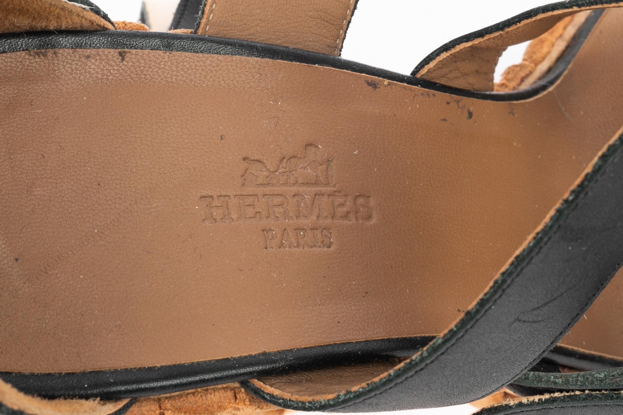 Hermes leather wedge heels in vendita 6