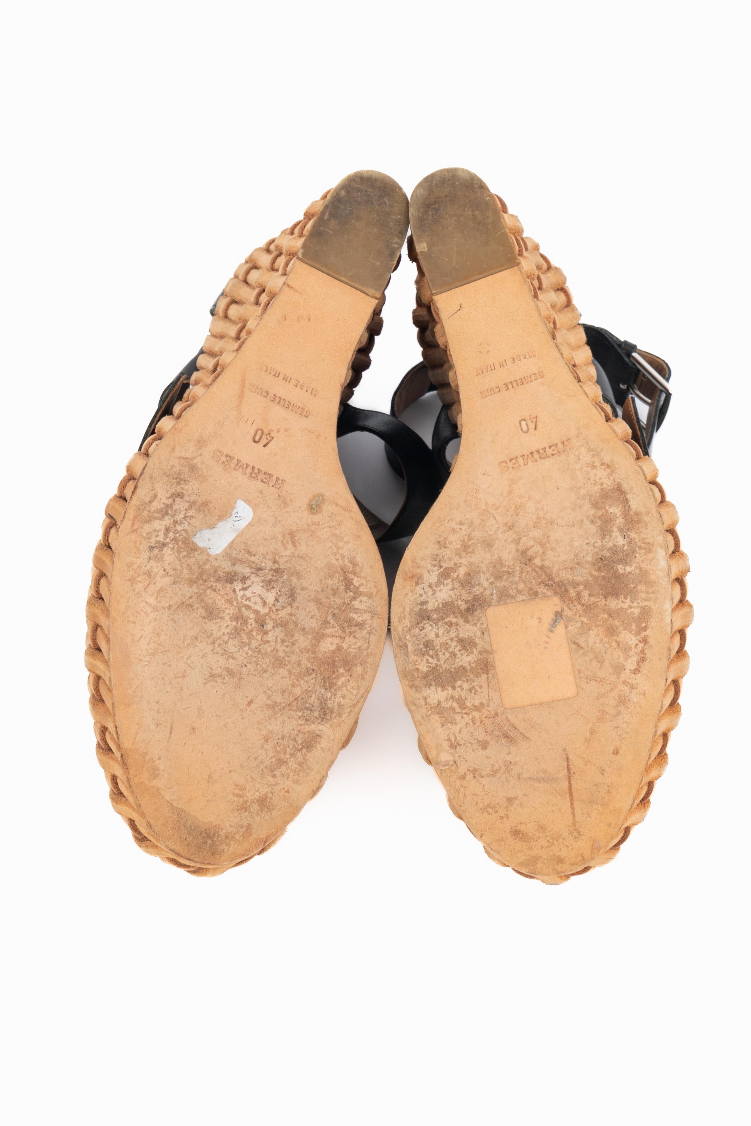 Hermes leather wedge heels in vendita 7
