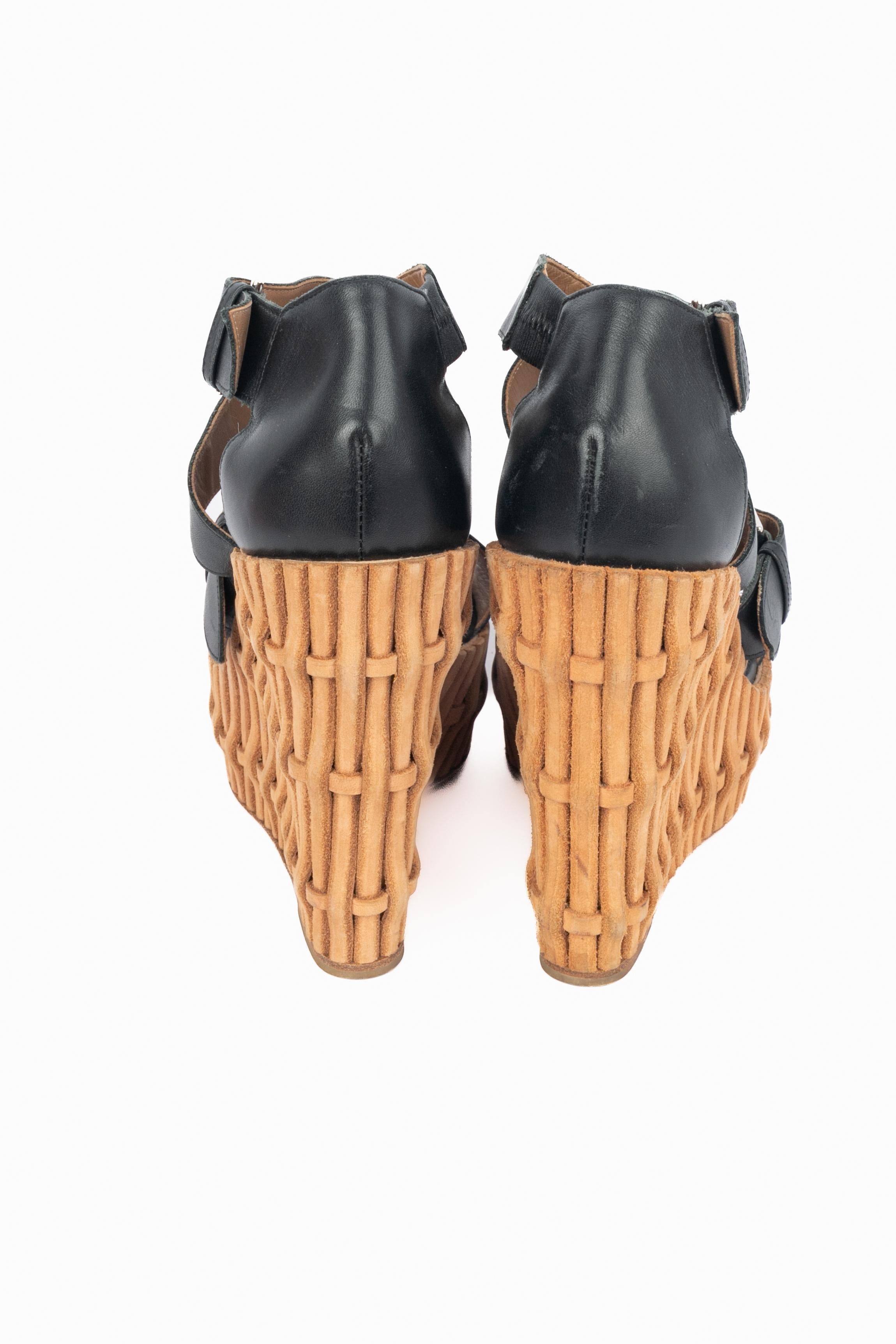 Donna Hermes leather wedge heels in vendita