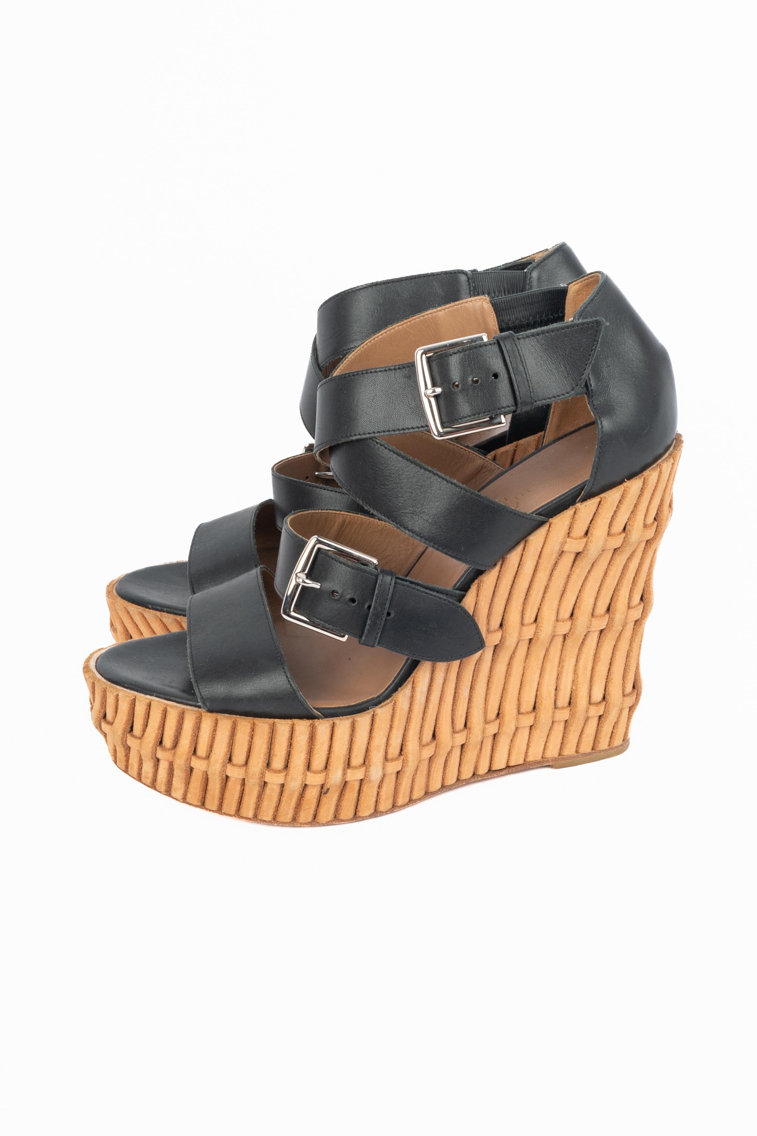 Hermes leather wedge heels in vendita 1