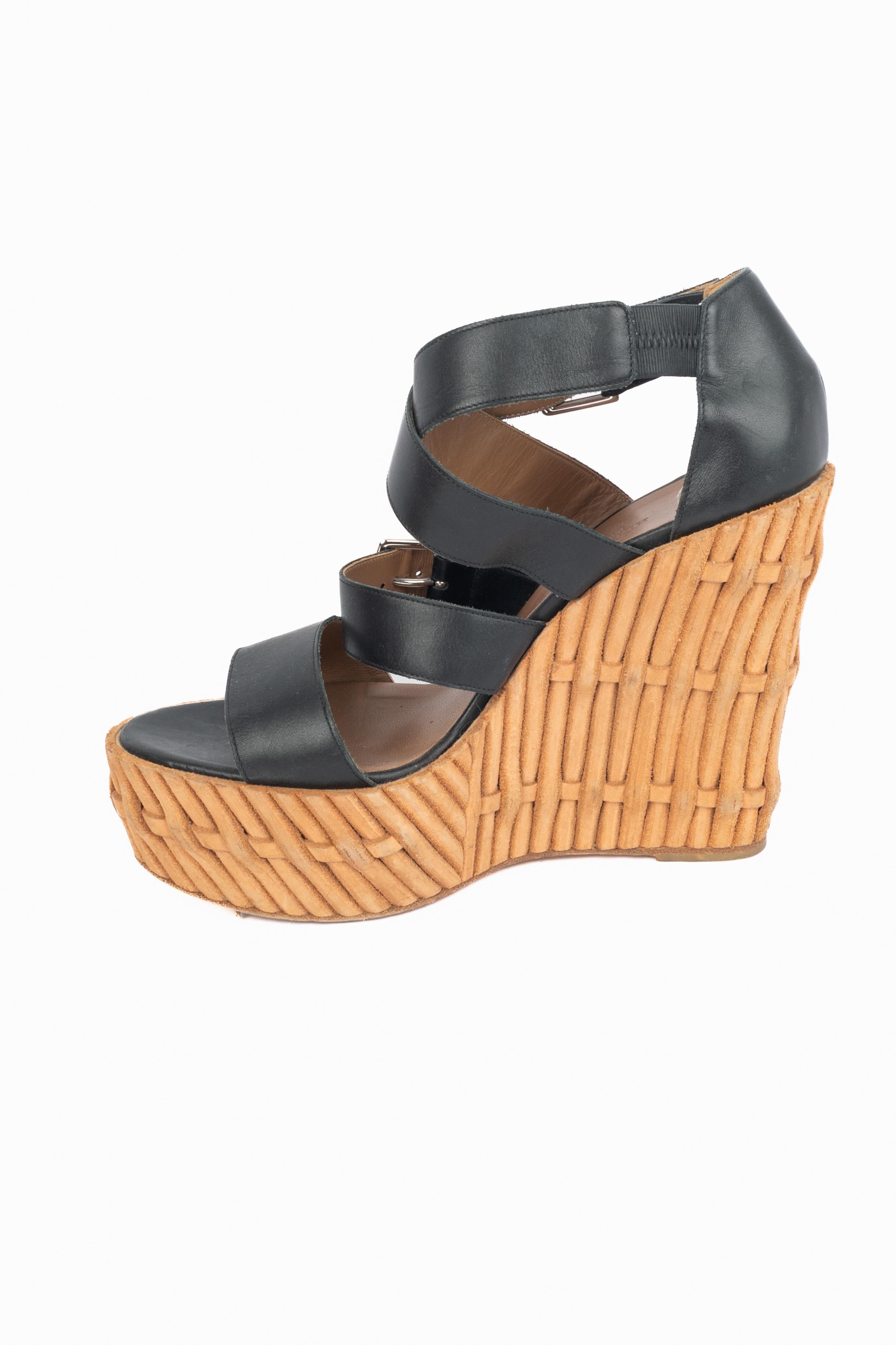 Hermes leather wedge heels in vendita 2