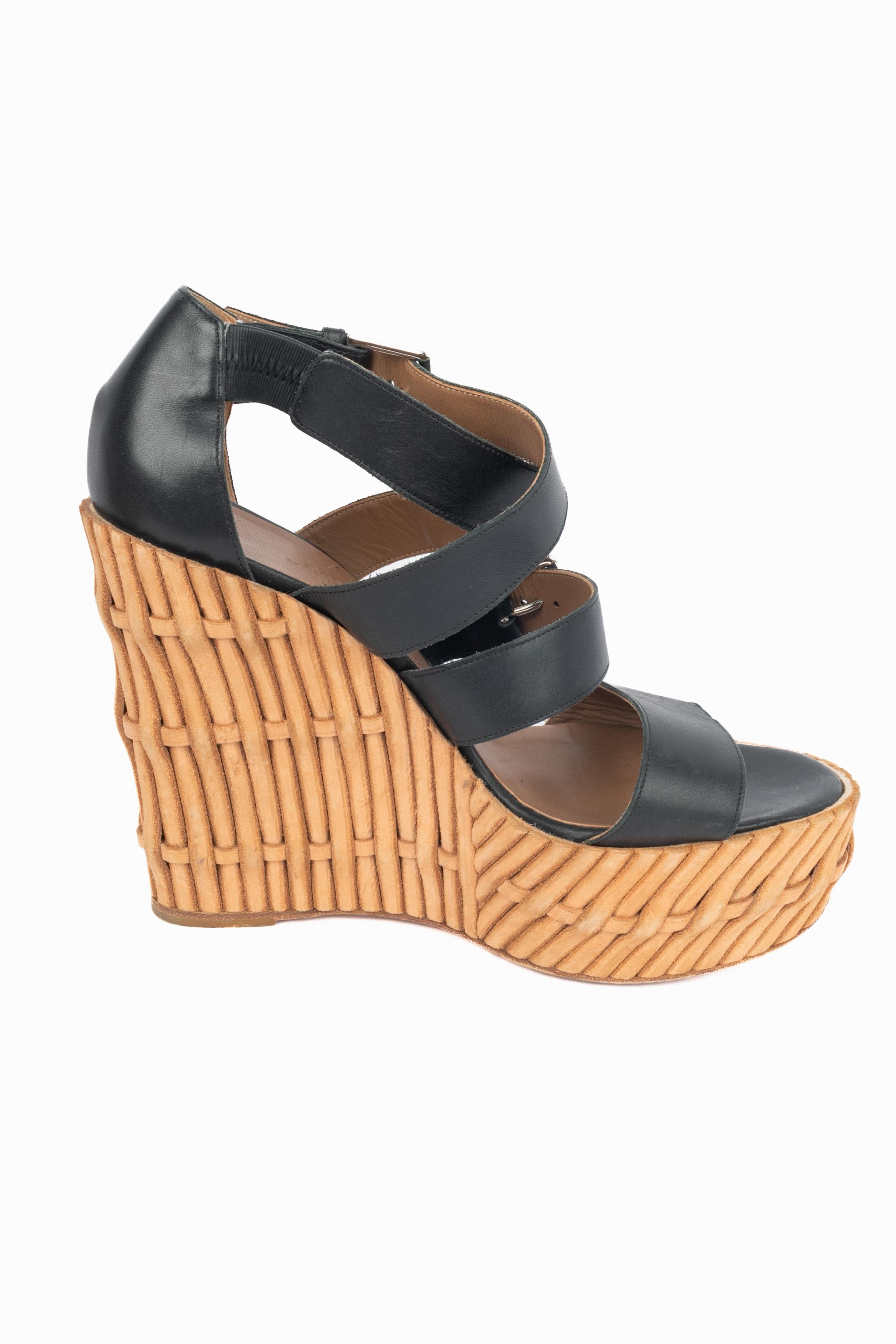 Hermes leather wedge heels in vendita 3