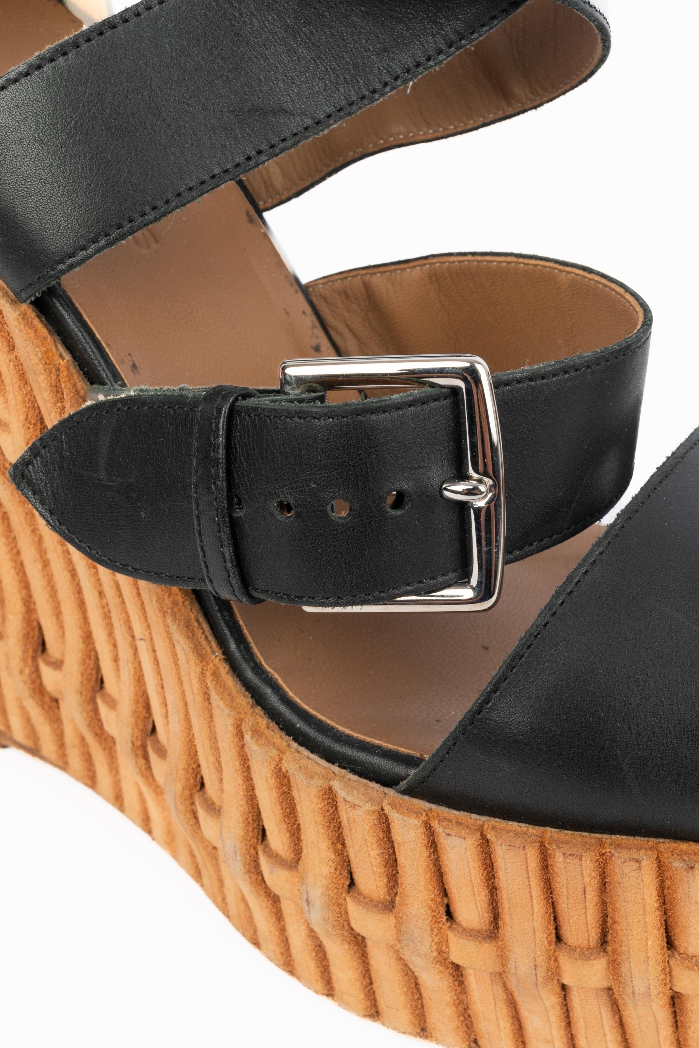 Hermes leather wedge heels in vendita 4