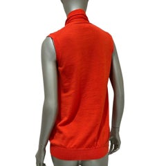 Hermès Lemaire Orange Wolle ärmellose Strickjacke S/M