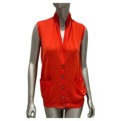 Hermès Lemaire Orange Wolle ärmellose Strickjacke S/M