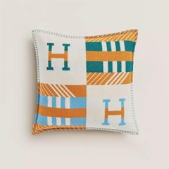 Hermès Lemon/Amber Jacquard Woven Wool And Cashmere Avalon Jump'H Pillow