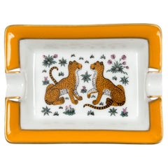 Vintage Hermes Leopard Porcelain Ashtray or Organizer