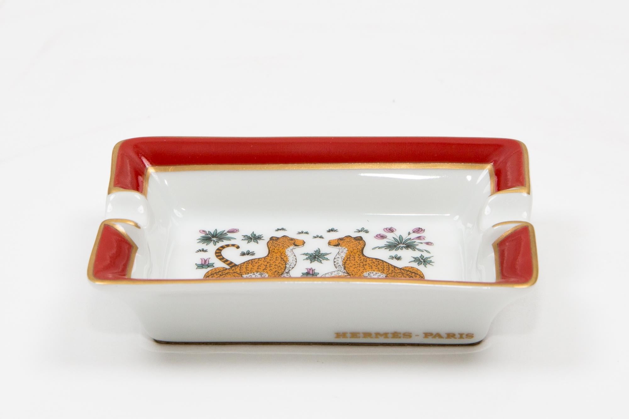 Hermes Leopard Porcelain Small Size Ashtray or Organizer For Sale 2