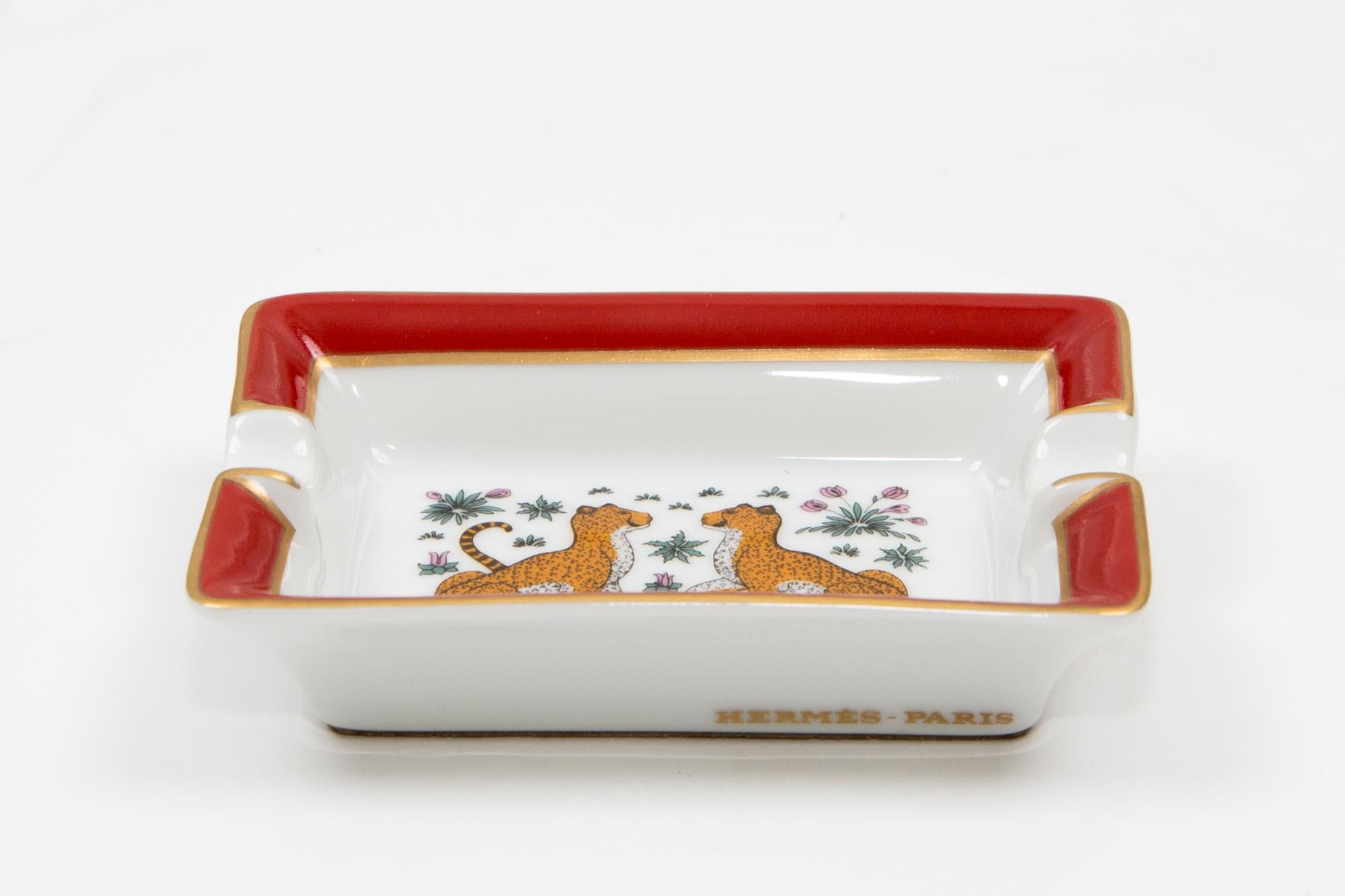 Hermes Leopard Porcelain Small Size Ashtray or Organizer 1