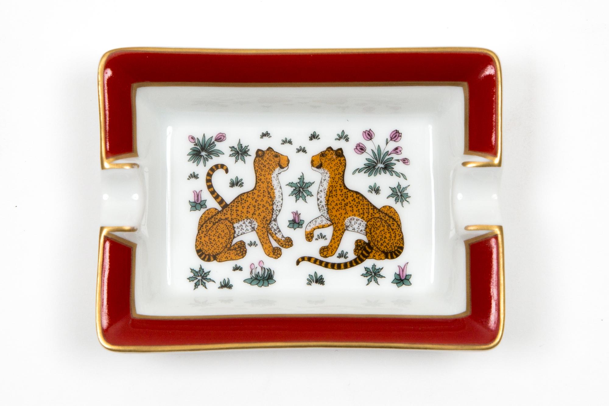 Hermes Leopard Porcelain Small Size Ashtray or Organizer For Sale 3