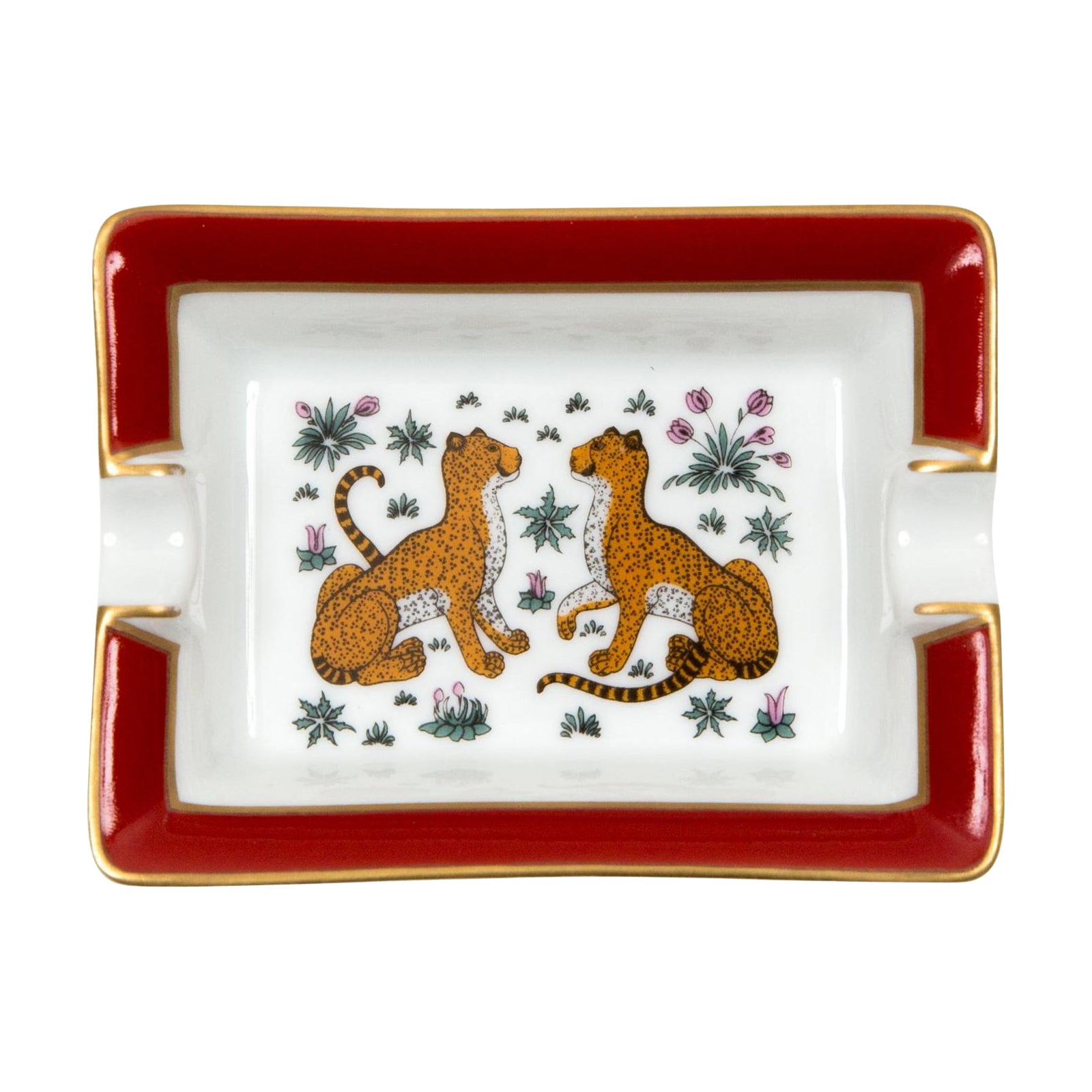 Hermes Leopard Porzellan Kleinformat Aschenbecher oder Organizer