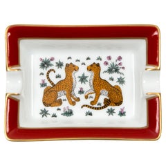 Hermes Leopard Porcelain Small Size Ashtray or Organizer