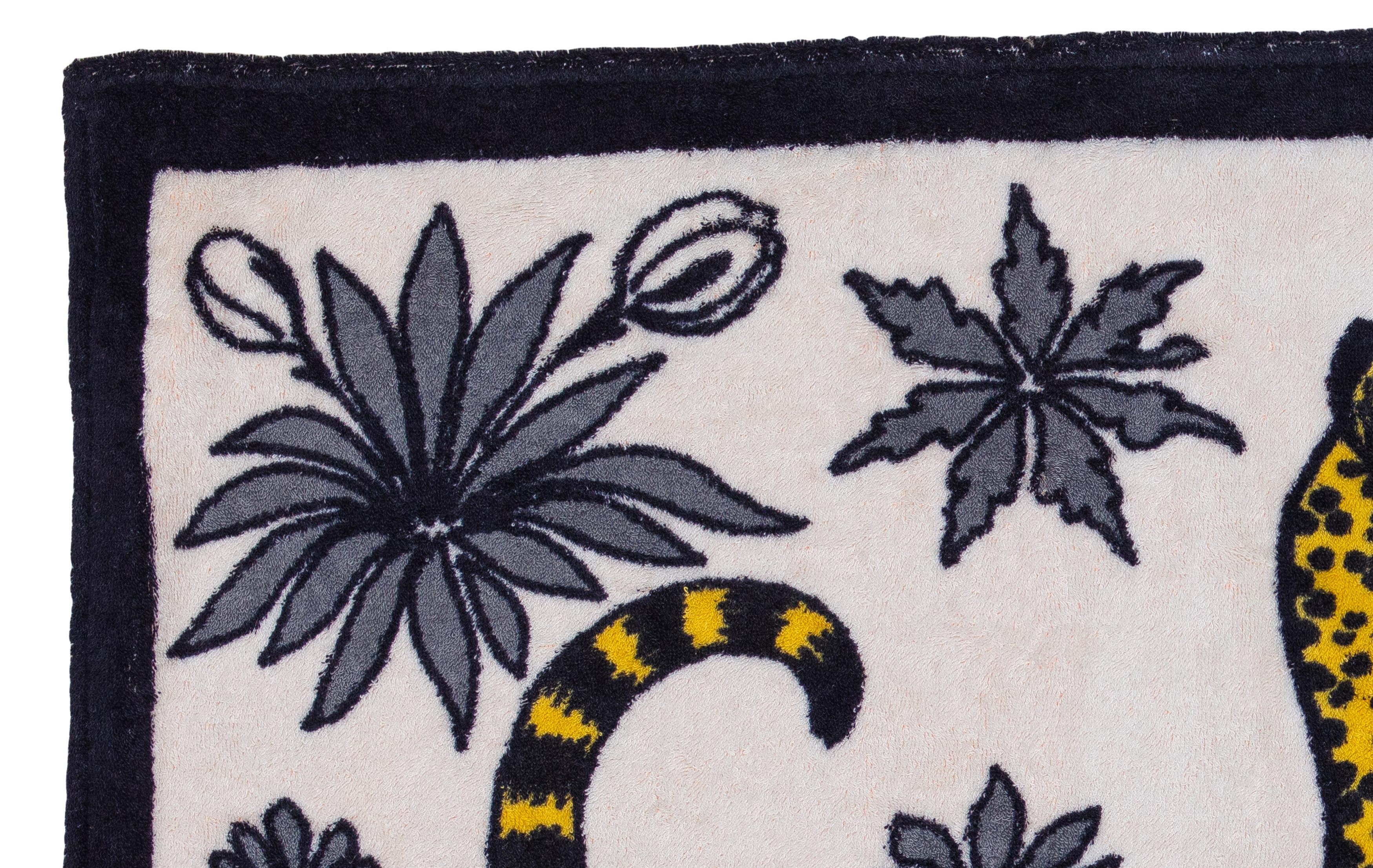 Beige Asciugamano da spiaggia Hermes Leopards - Black White Or - 100% Cotone - New Condition in vendita