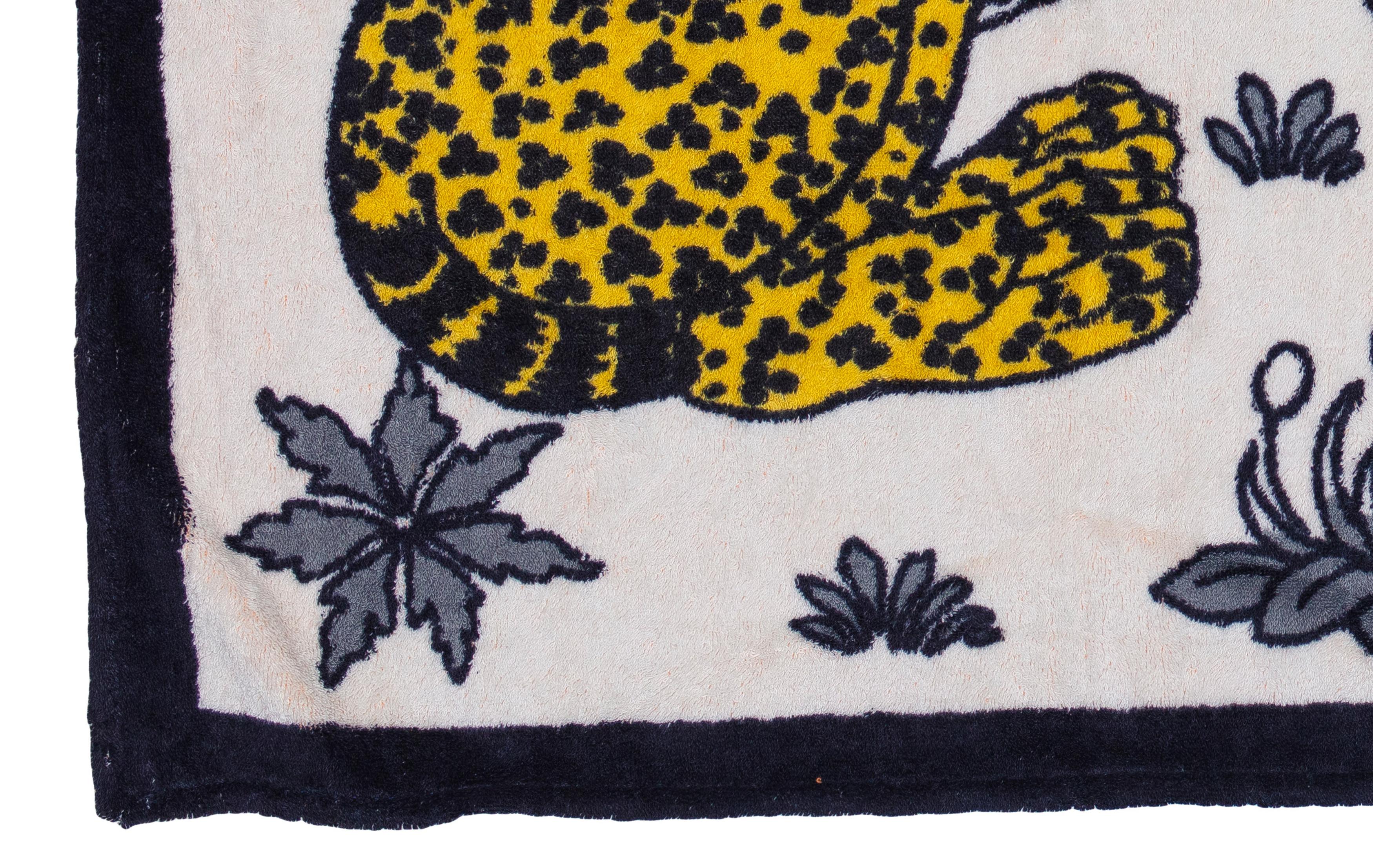 Asciugamano da spiaggia Hermes Leopards - Black White Or - 100% Cotone - New Condition in vendita 4