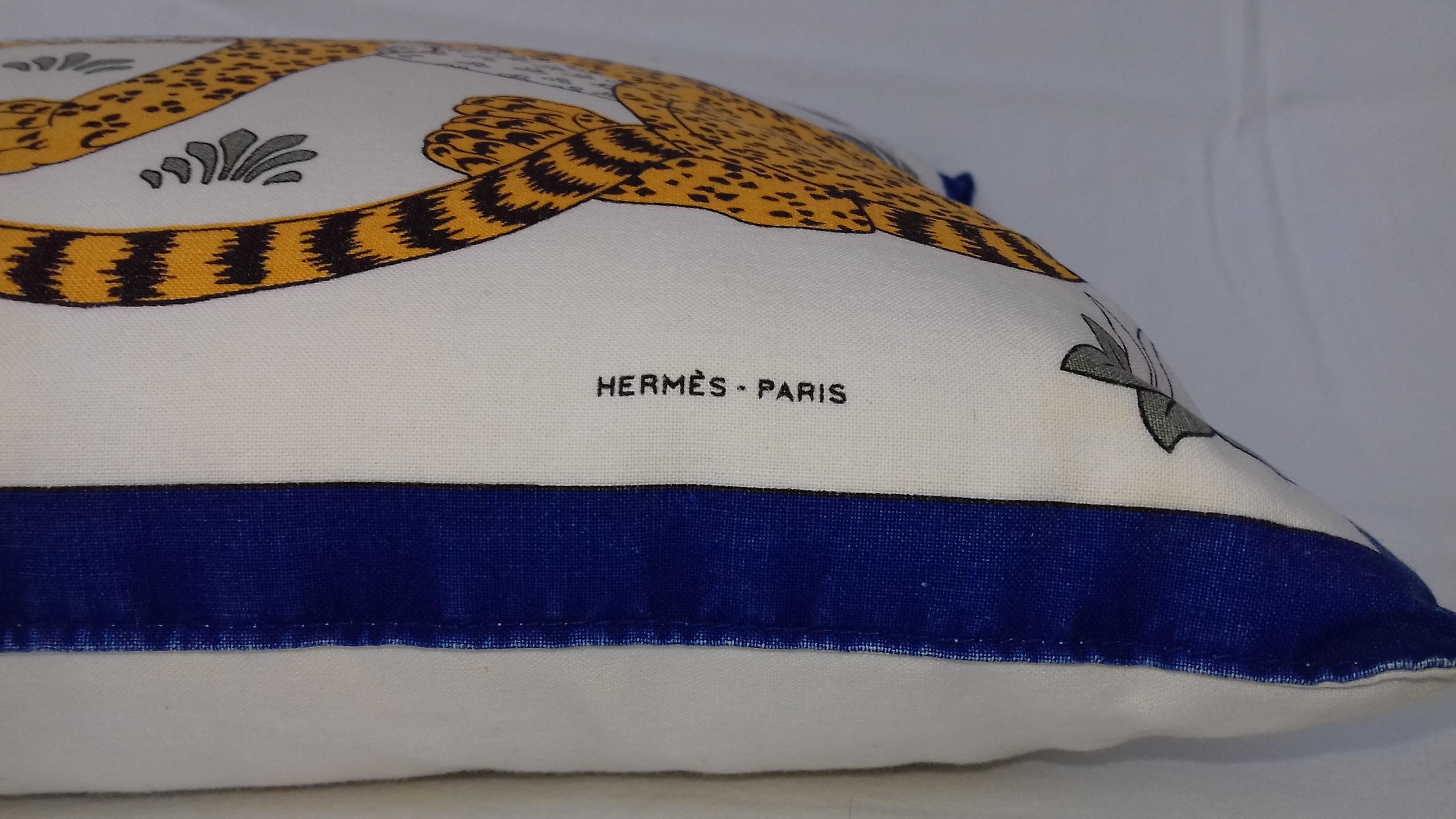 Brown Hermès Leopards Printed Cushion