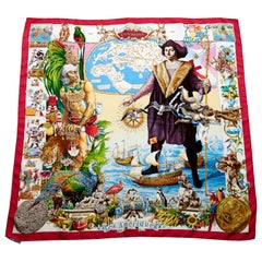 Hermes "Les Amériques" Silk Twill Carre Scarf